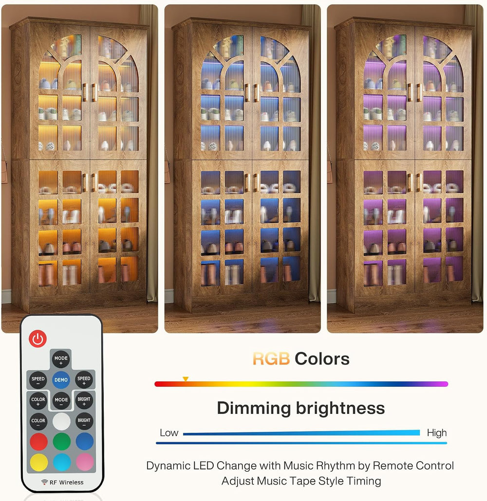 Tribesigns Tall Shoe Cabinet with Doors & Led Light, 8-Tier, Modern