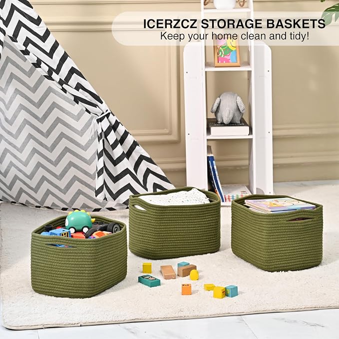 Storage Basket for Shelves, Small Baskets for Organizing, Woven Cotton Rope - Image 6