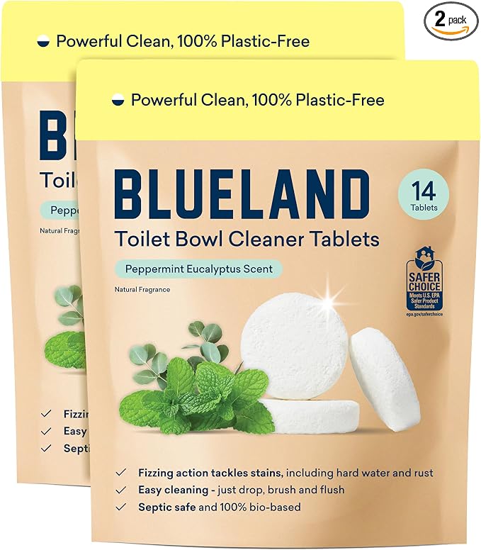 BLUELAND Toilet Bowl Cleaner Tablets, Peppermint Eucalyptus, Plastic-Free by BLUELAND