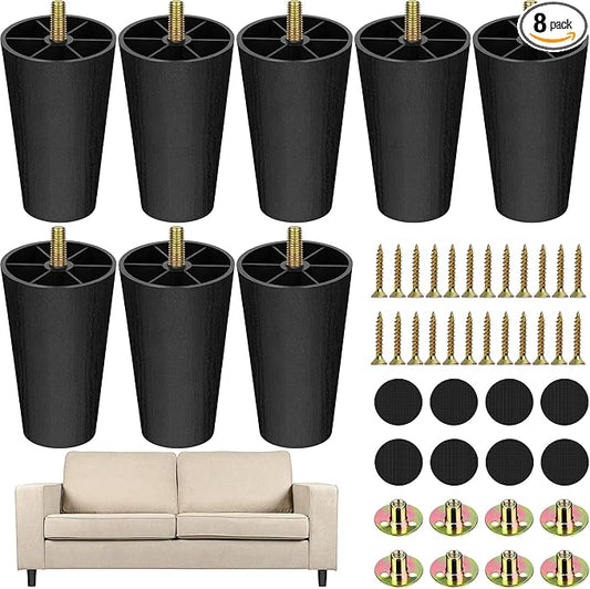 TURSTIN 8 Pack 4 Inch Plastic Furniture Legs by TURSTIN