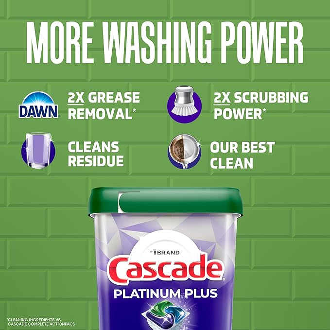 Cascade Platinum Plus Dishwasher Pods, Dishwasher Detergent, Dish Detergent Soap - Image 3