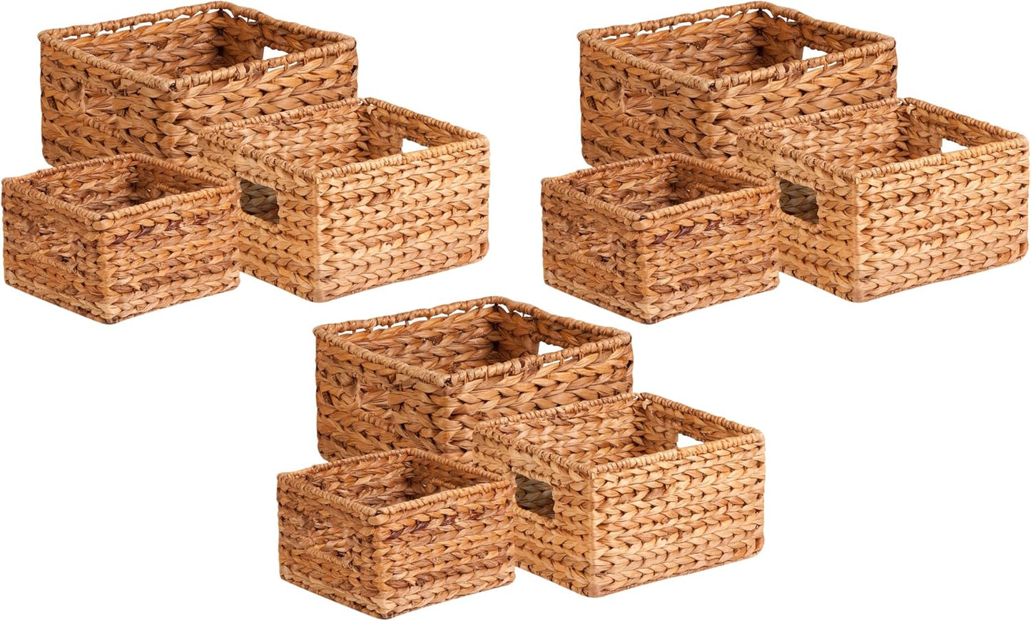 Honey-Can-Do Banana Leaf Storage Baskets, Water Hyacinth Woven Basket, Decorative Baskets-Shelves, Basket-Gifts, Closet, Pantry & Home Organization, Set of 3, Multi-Size, 9" Lx9" Wx6" H (Pack of 3)