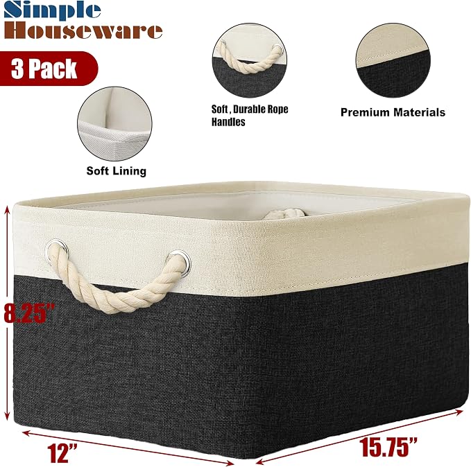 SIMPLE HOUSEWARE Large Fabric Storage Bin, 15.7" x 12" - Image 2