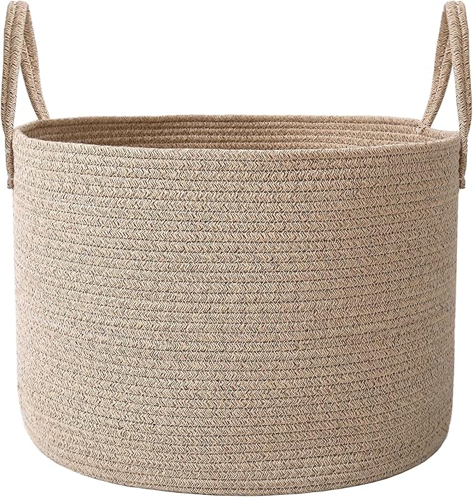 Woven Blanket Basket, 115L Large Rope Storage Bin by JMvicyroam