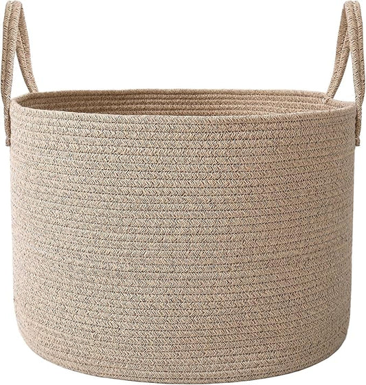 Woven Blanket Basket, 115L Large Rope Storage Bin by JMvicyroam