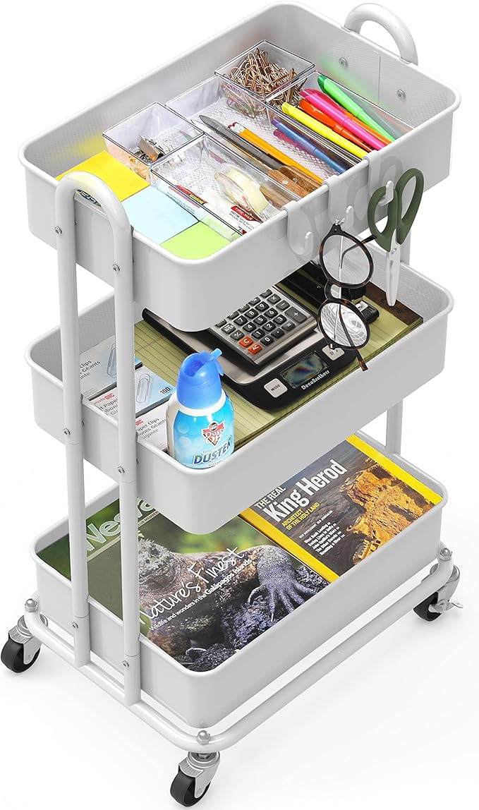 Simple Houseware 3-Tier Heavy Duty Metal Utility Rolling Cart - Image 3