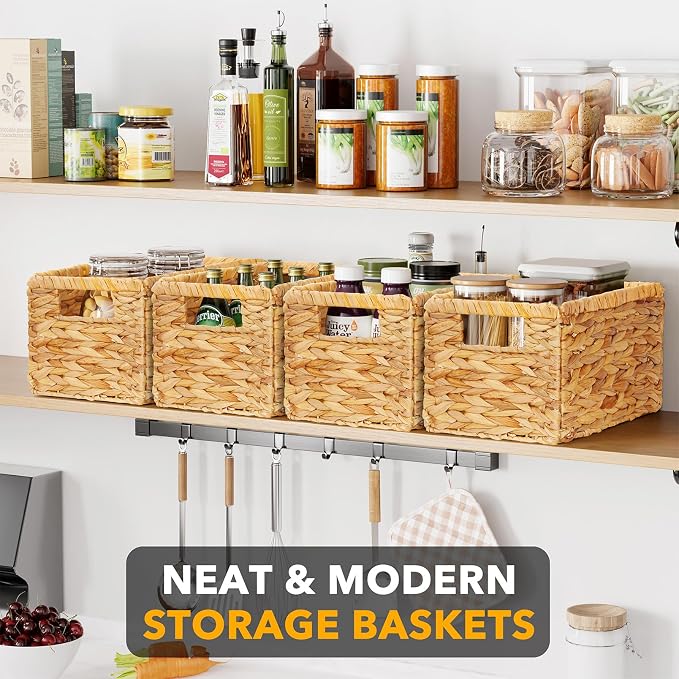 SpaceAid 4 Pack Wicker Basket, Storage Baskets - Image 2