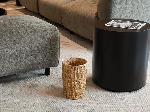 Wicker Trash Can, Small Bathroom Trash Can, Water Hyacinth Wicker Waste Basket - Image 3