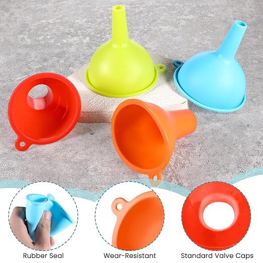 4 Pack Kitchen Silicone Funnel, 4 Colors Kitchen Funnel Set Wide Mouth Funnels - Image 3