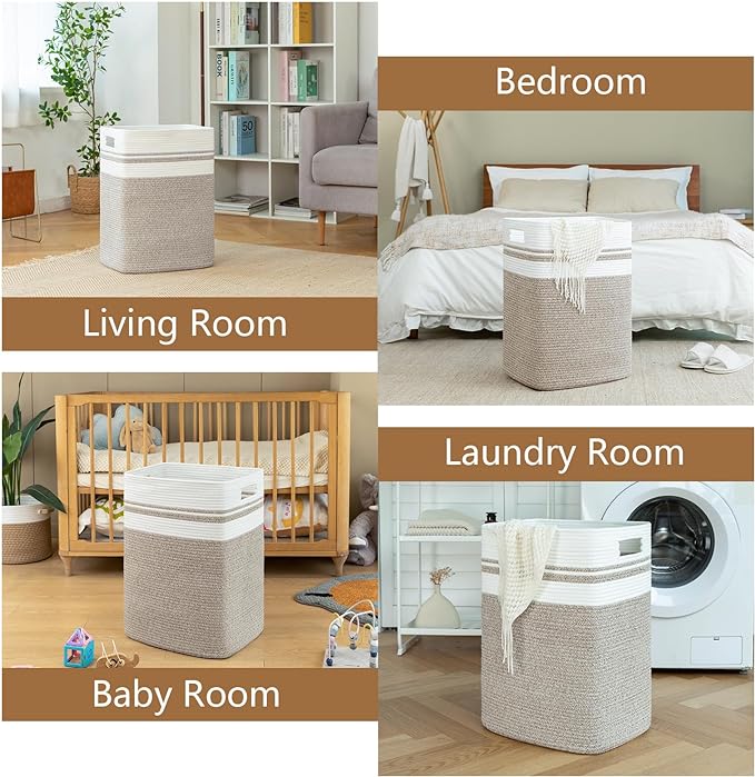 OIAHOMY Laundry Hamper-Laundry Basket, Tall Cotton Storage Basket - Image 6