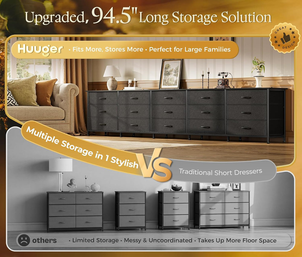 Huuger 94.5 Inch Extra Long Dresser for Bedroom, Large Dresser for Closet