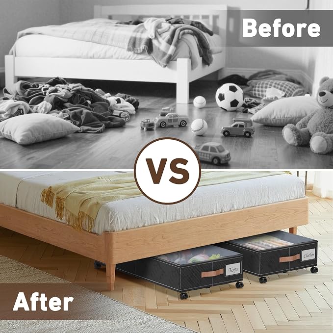 Under Bed Storage with Wheels, XXL 65L Under the bed storage Organizer Bins - Image 8