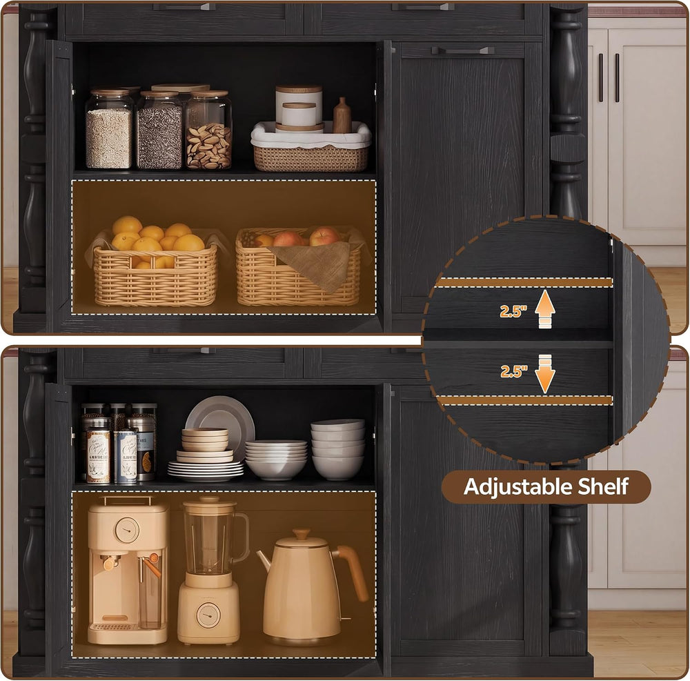 48" Kitchen Island with Trash Can Storage & Drop Leaf, Traditional