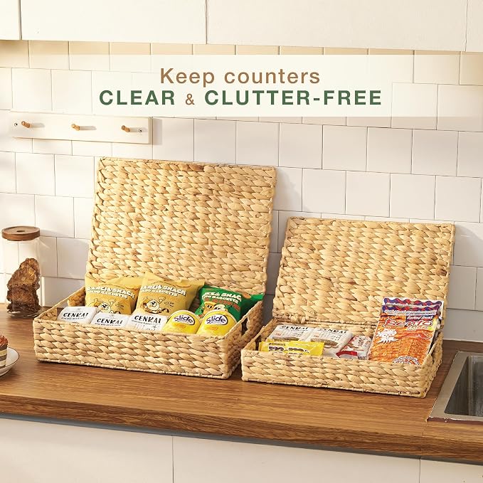 Set of 2 Wicker Baskets with Lid - Image 4