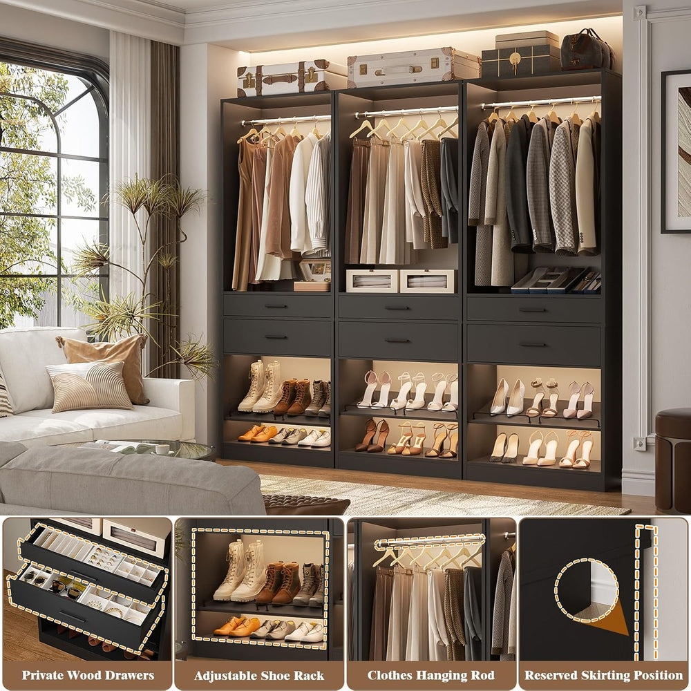 Unikito 25" W x 80" H Closet Organizer Storage with Hanging Rod and...