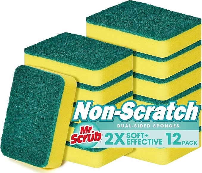 Sponges Kitchen Scrub Dish Sponge Scouring Pad, 12 Pack Cleaning Brush Scrubber by MrScrubCleaninghelpers