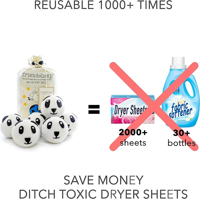 Friendsheep Wool Dryer Balls 6 Pack XL Organic Premium Reusable Cruelty Free - Image 2