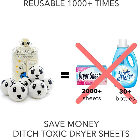 Friendsheep Wool Dryer Balls 6 Pack XL Organic Premium Reusable Cruelty Free - Image 2