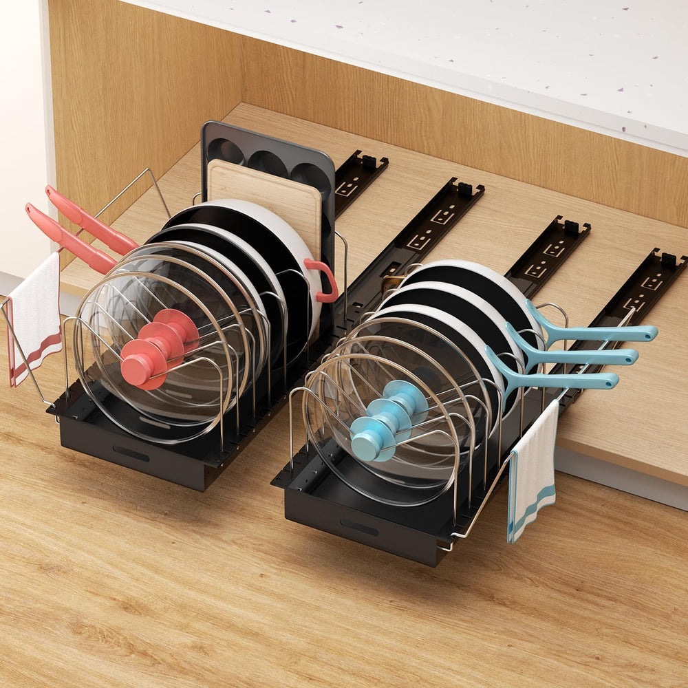Golener Pots and Pans Organizer Under Cabinet, Pot Lid Holder, 2 Pack