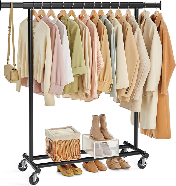 SONGMICS Clothes Rack with Wheels, Heavy-Duty, 220 lb Load Capacity
