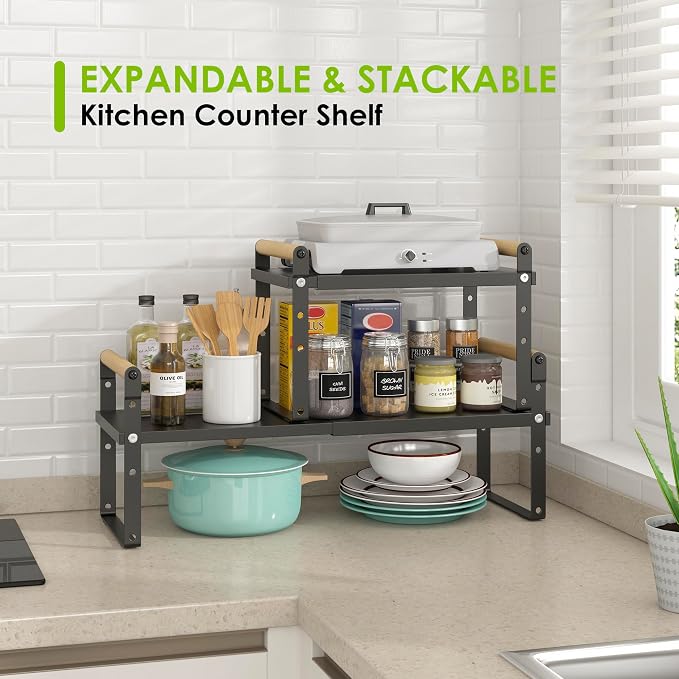 DOLALIKE Expandable kitchen Countertop Organizer, Stackable Cabinet Shelf - Image 6