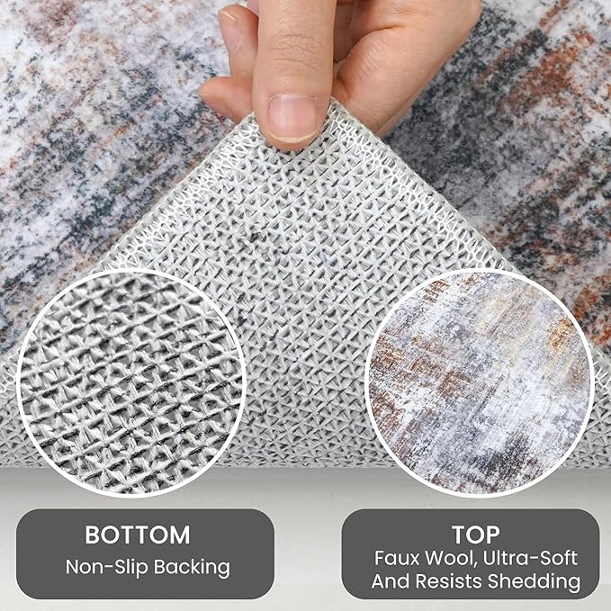 IOHOUZE Abstract Round Area Rug 8 Ft Washable Circle Rugs Large Round Rug Non - Image 4