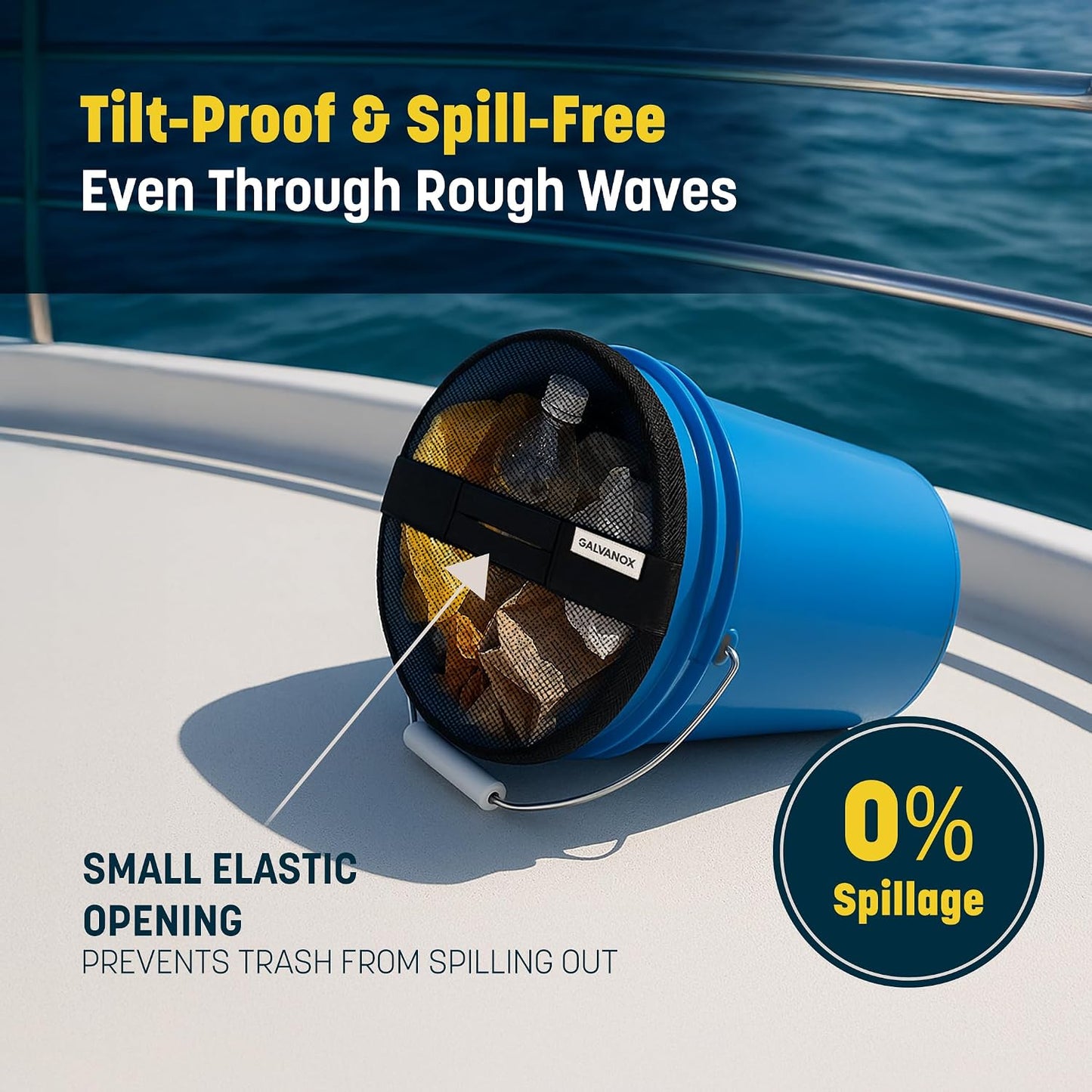 GALVANOX Mesh Lid for 5 Gallon Bucket, Compatible with Loadout Buckets - Boat Trash Can Cover for Fishing and Boating