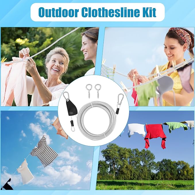 20FT/ 40FT Retractable Travel Clothesline, Adjustable Outdoor Clothesline - Image 7
