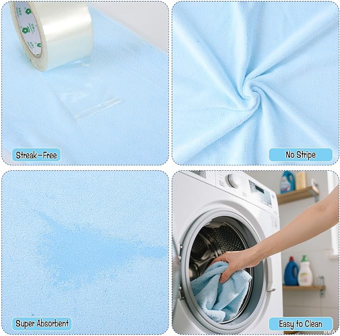 6 Pack Extra Large Microfiber Cleaning Cloths 20"x30", Lint-Free Reusable Towels - Image 6