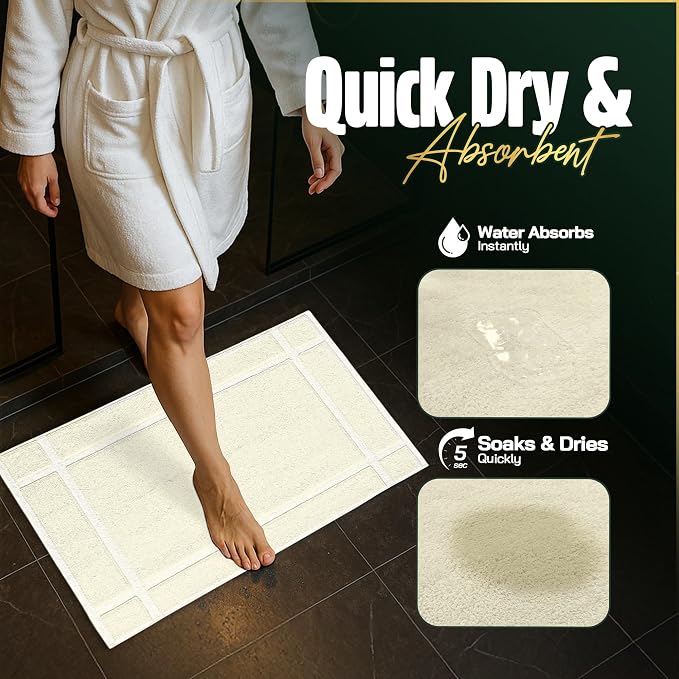 Pearl Linens Pack of 2 100% Cotton Bathmat 20x30 inches, Soft & Absorbent Quick - Image 5