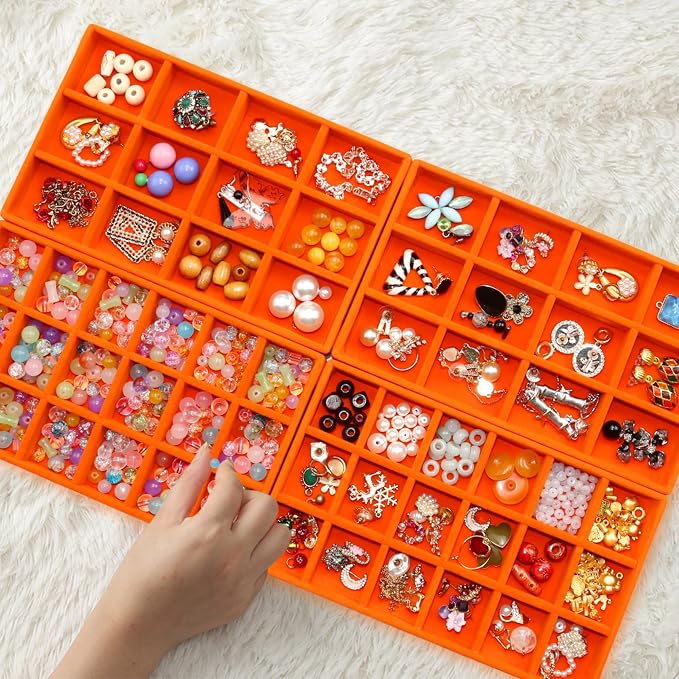 Jewelry Organizer Tray Stackable Velvet Jewelry Trays Drawer Inserts Earring - Image 6