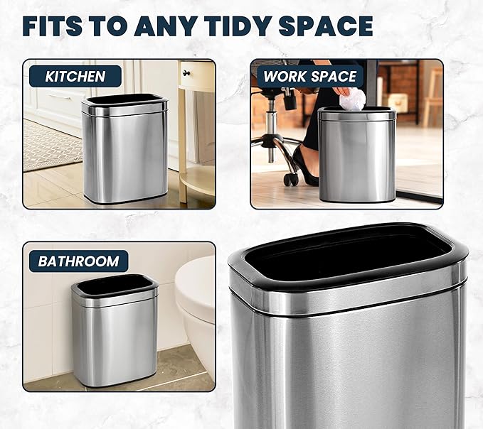 Alpine Stainless Steel Open Top Trash Can 5 Gallon - 20L Garbage Can - Image 2