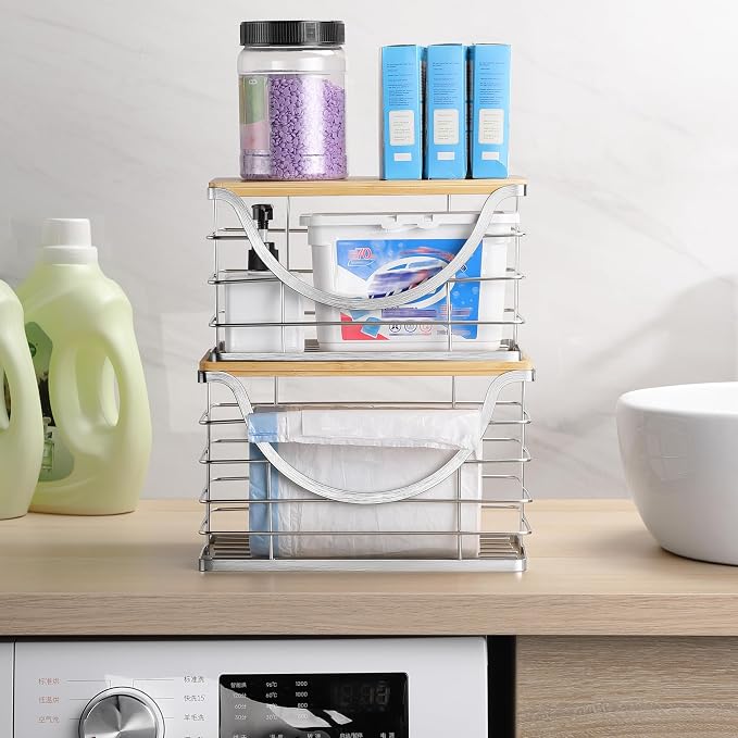 Extra Large Trash Bag Holder Stackable Kitchen Storage Slive, 2 Pack Wall - Image 2