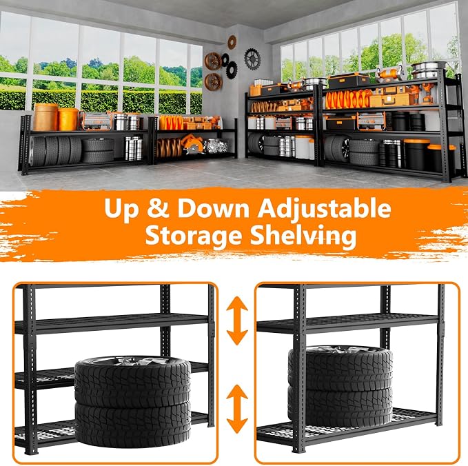 Storage Shelves Heavy Duty, 4-tier Adjustable Metal Industrial Utility Shelf - Image 5