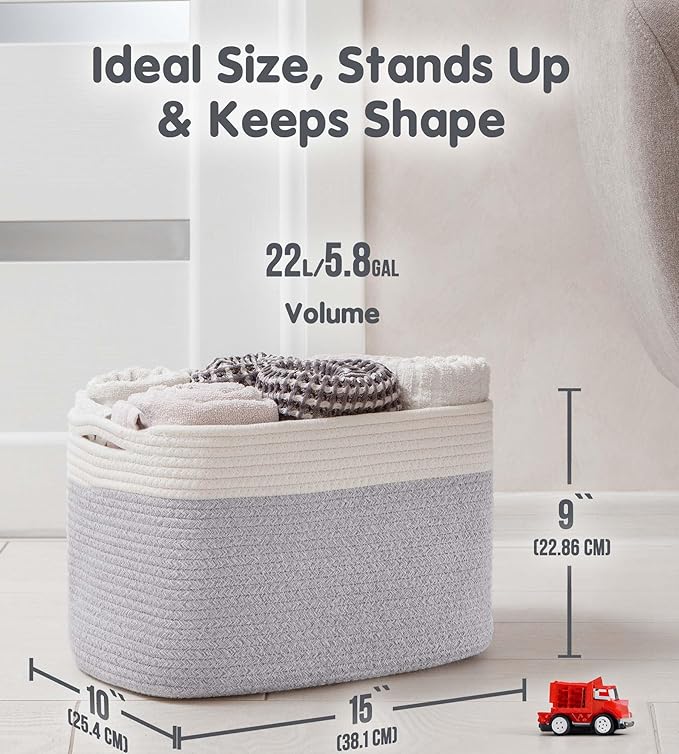 CHAT BLANC Cotton Rope Baskets for Organizing | Storage Baskets for Shelves | - Image 4
