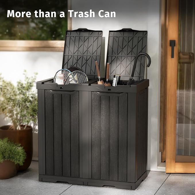 EAST OAK 62 Gallon Outdoor Trash Can | Waterproof Resin Garbage Can - Image 6