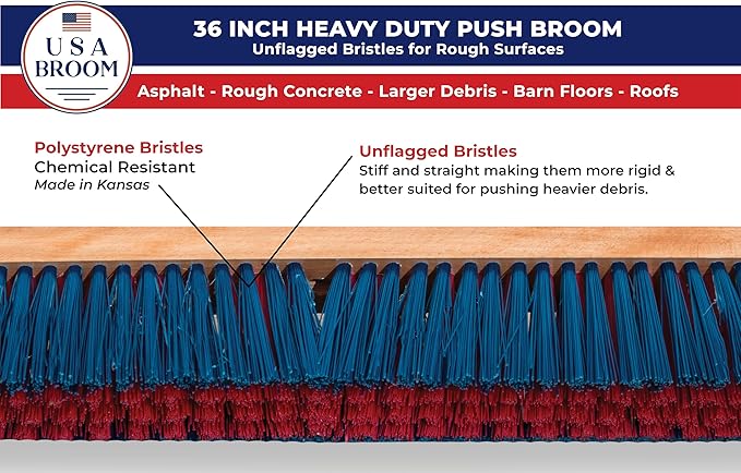 36" Heavy Duty Outdoor Push Broom - Image 5