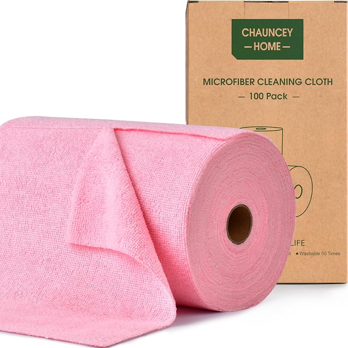 Roll of Microfiber Cleaning Cloth –100 Pack, Tear Away Microfiber Towels by CHAUNCEYHOME