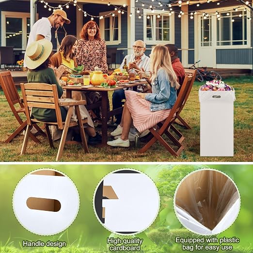 10 Pack 13 Gallon Cardboard Trash Cans Disposable and Reusable Corrugated - Image 3