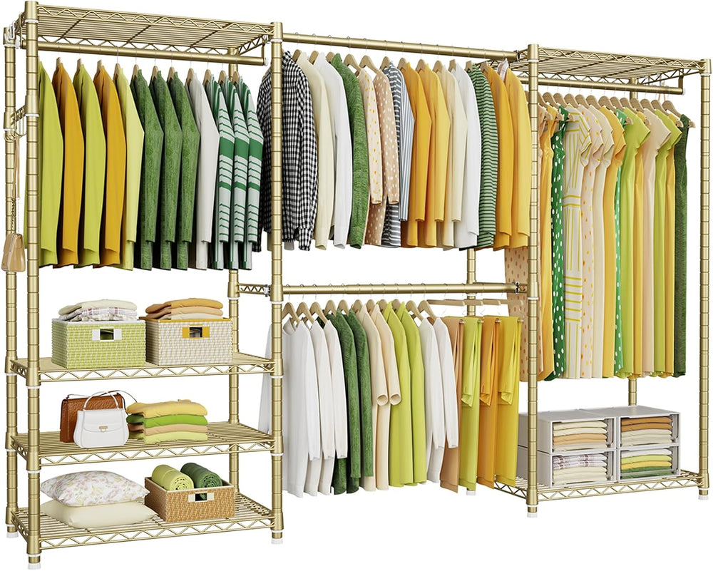 Ulif E1 Heavy Duty Closet Garment Rack, 6 Tiers Adjustable Clothing Storage