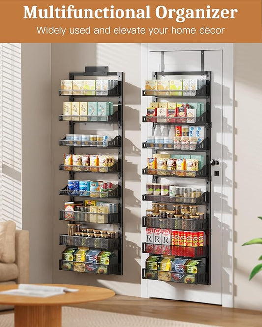 8-Tier Over the Door Pantry Organizer, Large Metal Door Spice Rack - Image 2