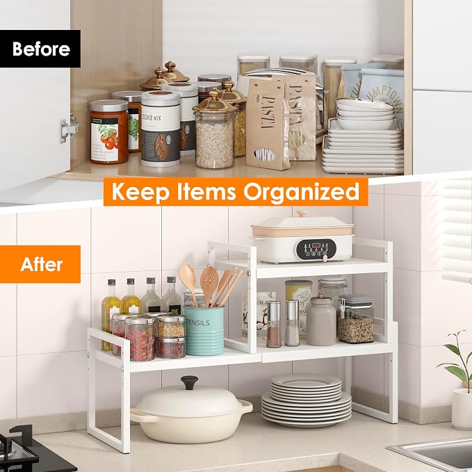 DOLALIKE Expandable Kitchen Countertop Organizer, Stackable Cabinet Shelf - Image 4
