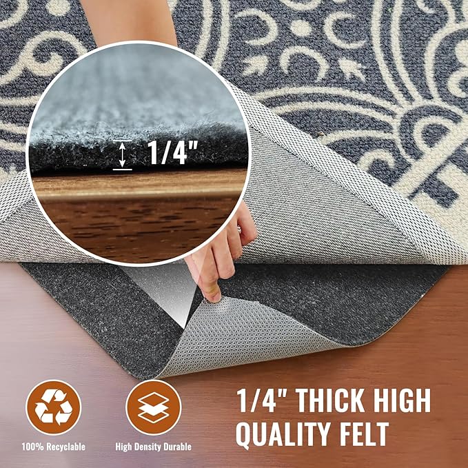 Felt Rug Pad, 2 x 3 Ft Rubber Non-Slip Rug Pad Gripper, Keep Rugs Secure and in - Image 4