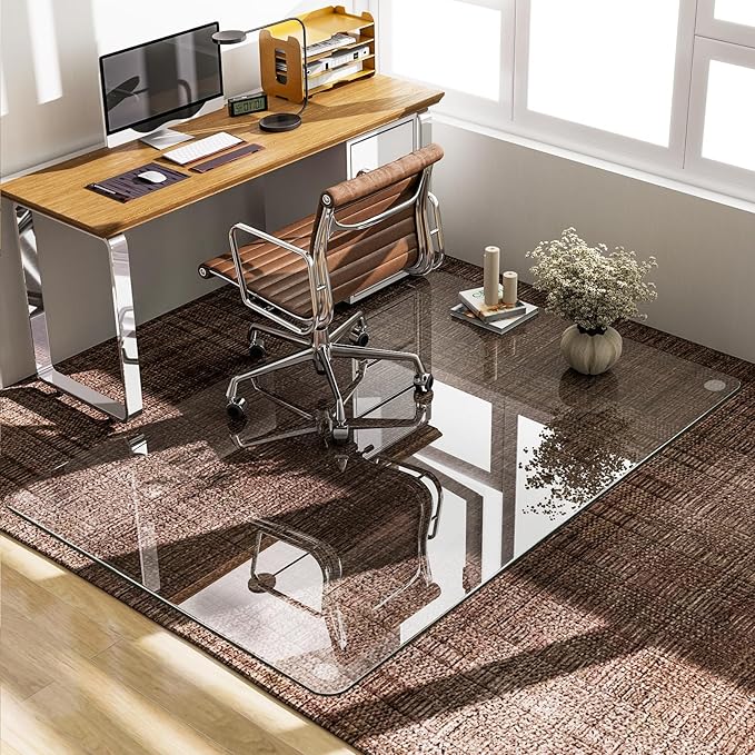 GLSLAND 36"x55" Tempered Glass Chair Mat Rectangle Heavy-Duty Floor Protector - Image 7
