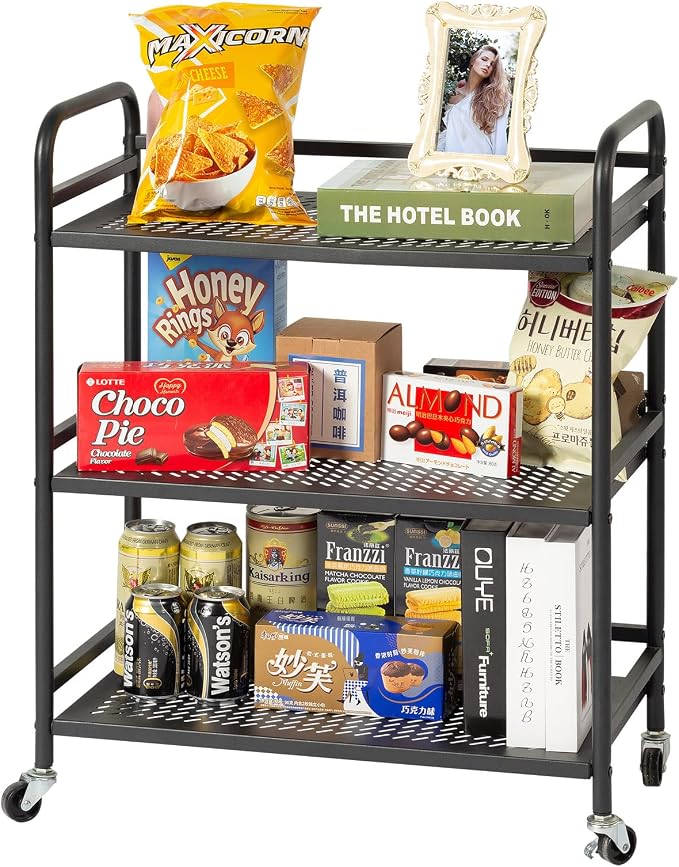 HDANI 3 Tier Metal Rolling Heavy Cart Supports 40 Lbs Per Tier, Rolling Cart by HDANI