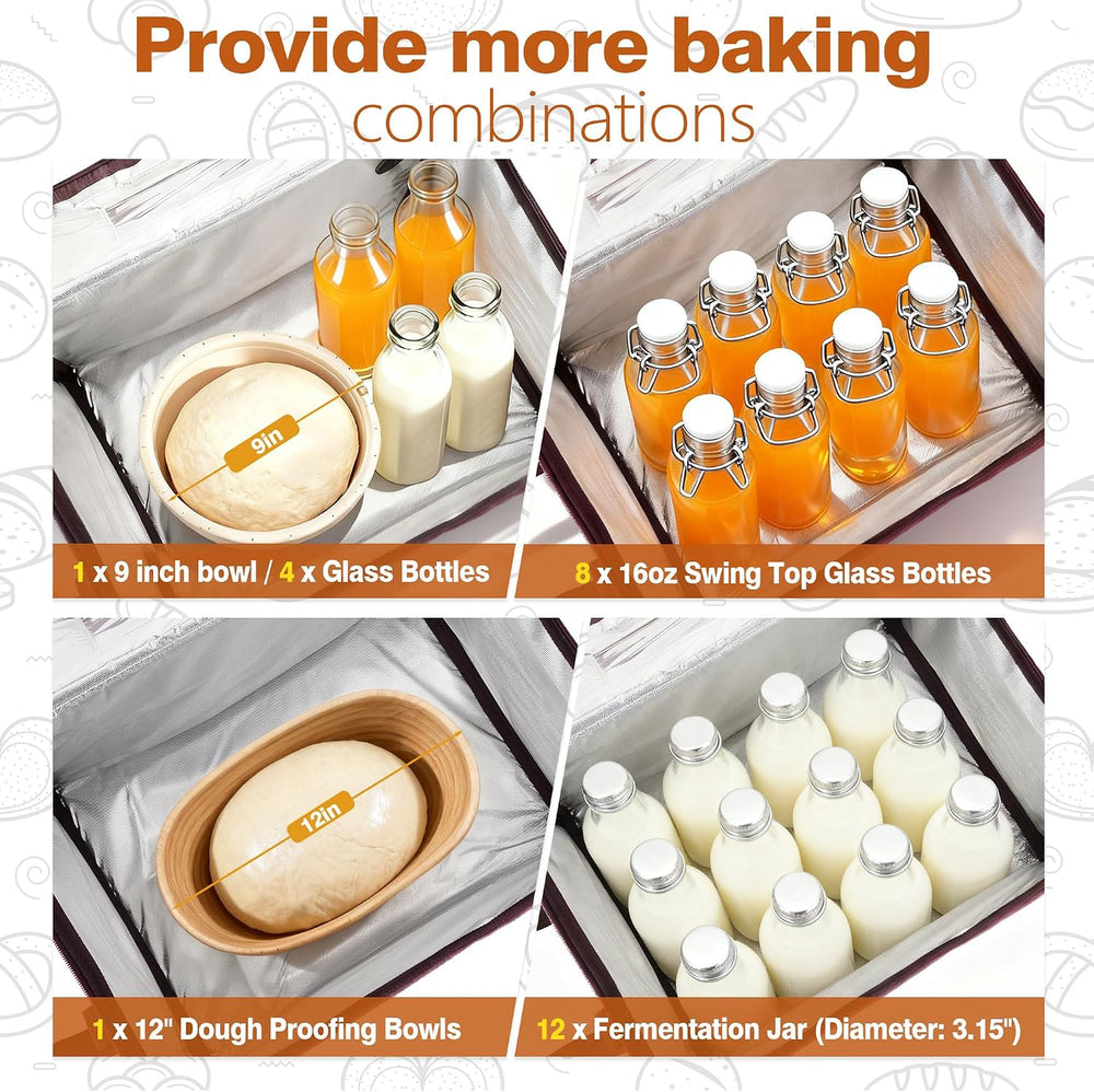 Folding Bread Proofing Box 16 x 12 IN, 3 Sides Heating Dough Proofer with Tem...