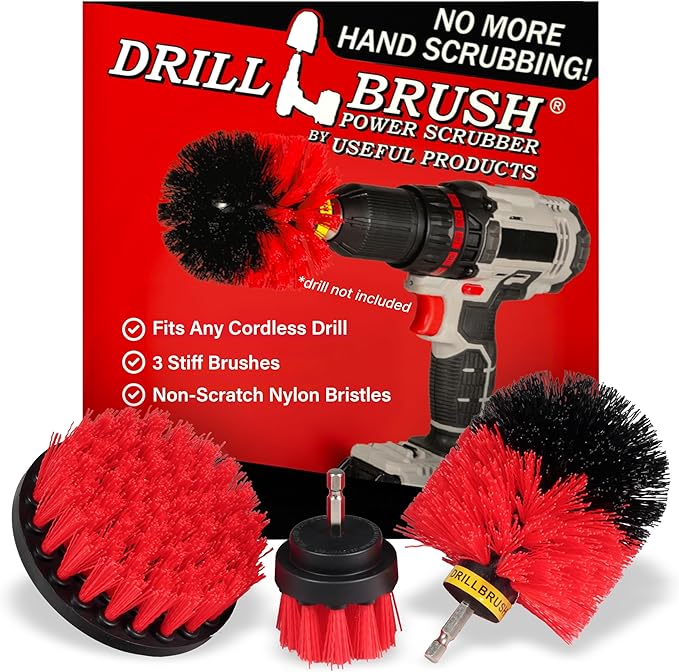 Drillbrush Heavy Duty Stiff Bristle Brush Kit – Power Scrubber Attachment by Drillbrush