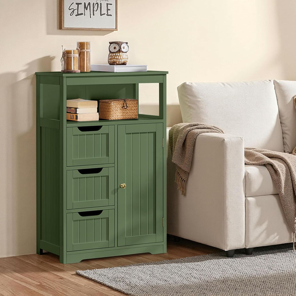 Yaheetech Small Freestanding Bathroom Storage Cabinet with 3 Drawers, Green