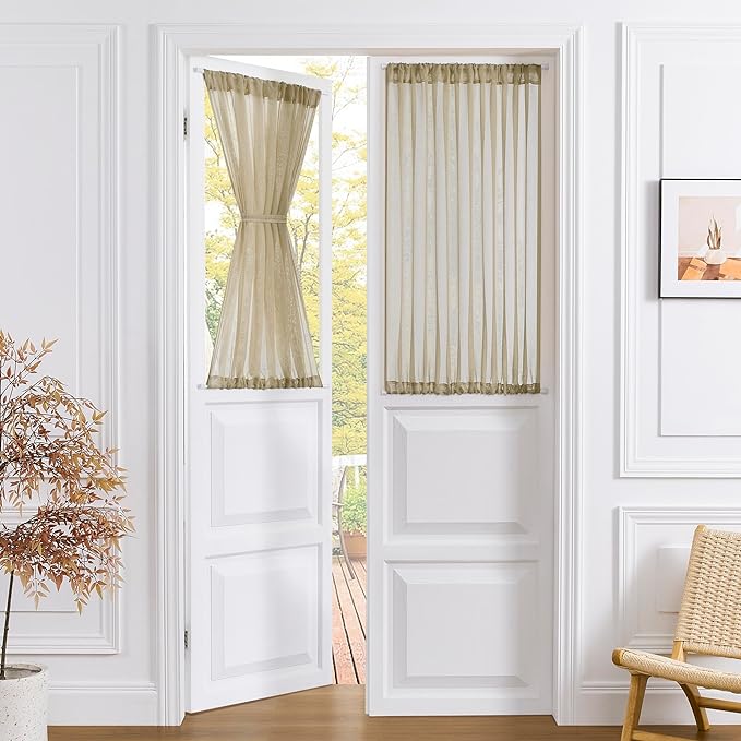 Tollpiz Sheer Door Curtains Closet Linen Textured Curtain Sheers Doorway Light by Tollpiz