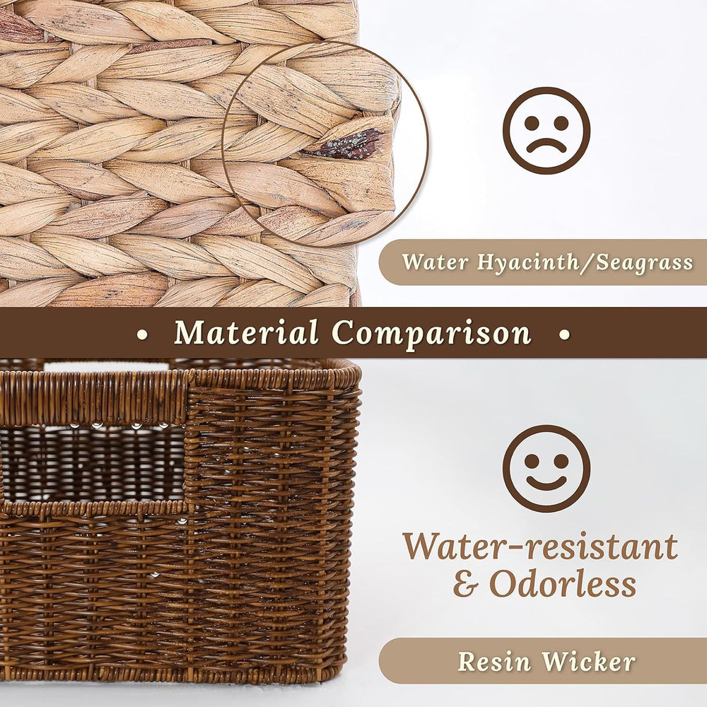 WeeNest Baskets with Handles, Wicker Storage, Shelf Boxes for Organizing, Dec...